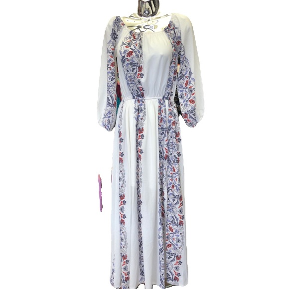 BOOHOO MAXI THREE QUARTERS SLEEVES ELASTIC WAIST ROUND NECK ELASTIC NECK LINE 4 - Picture 2 of 10